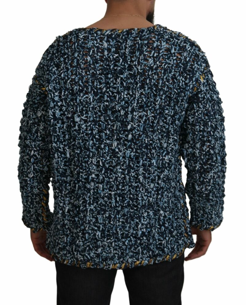 Dolce & Gabbana Elegant Blue V-Neck Cardigan Sweater - Image 3