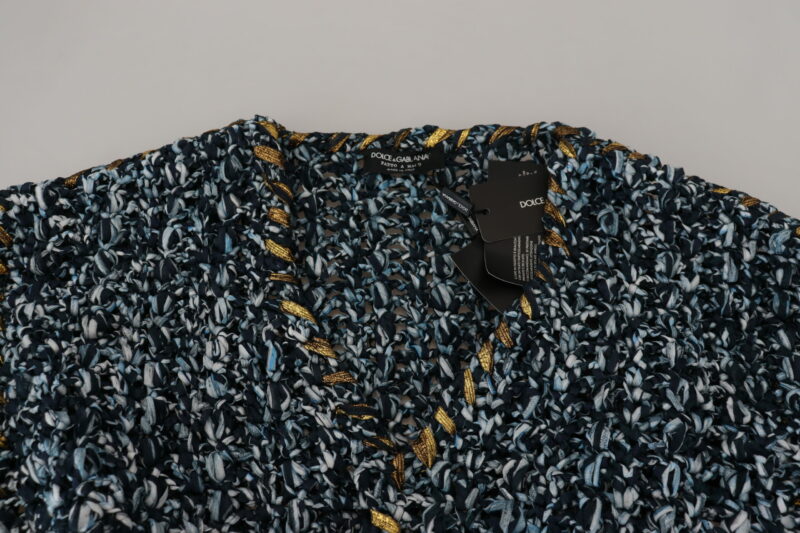 Dolce & Gabbana Elegant Blue V-Neck Cardigan Sweater - Image 5
