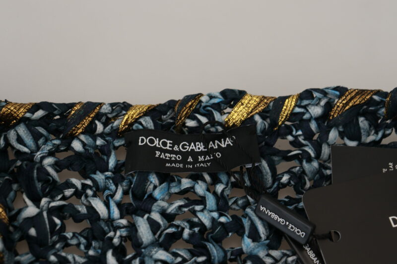 Dolce & Gabbana Elegant Blue V-Neck Cardigan Sweater - Image 6