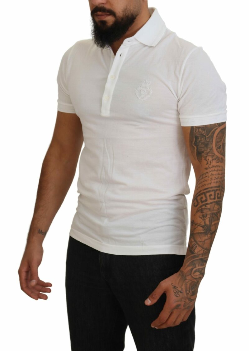 Dolce & Gabbana Elegant White Cotton Blend Polo - Image 2