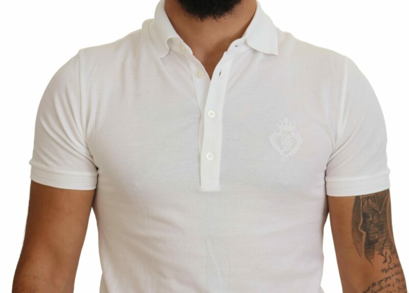 Dolce & Gabbana Elegant White Cotton Blend Polo - Image 4