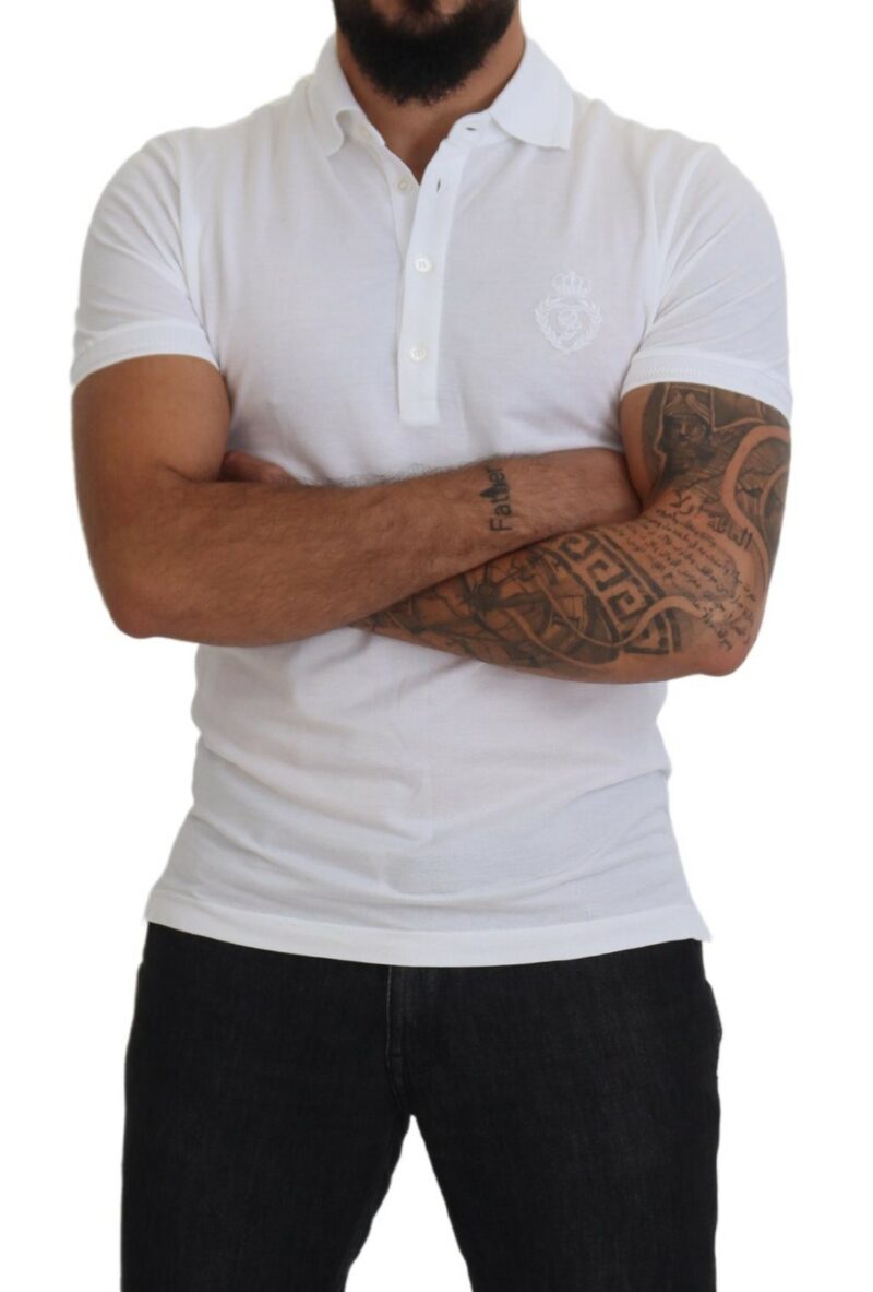 Dolce & Gabbana Elegant White Cotton Blend Polo - Image 5