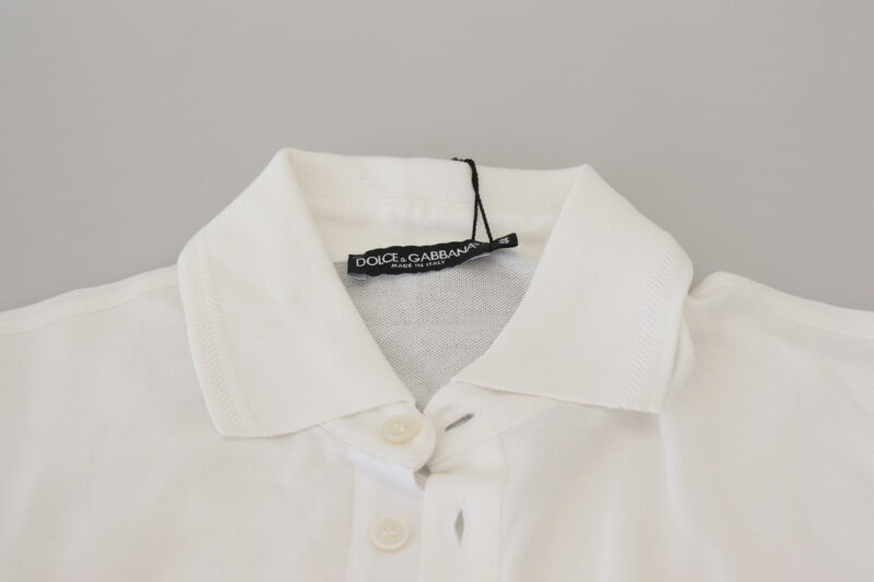 Dolce & Gabbana Elegant White Cotton Blend Polo - Image 6