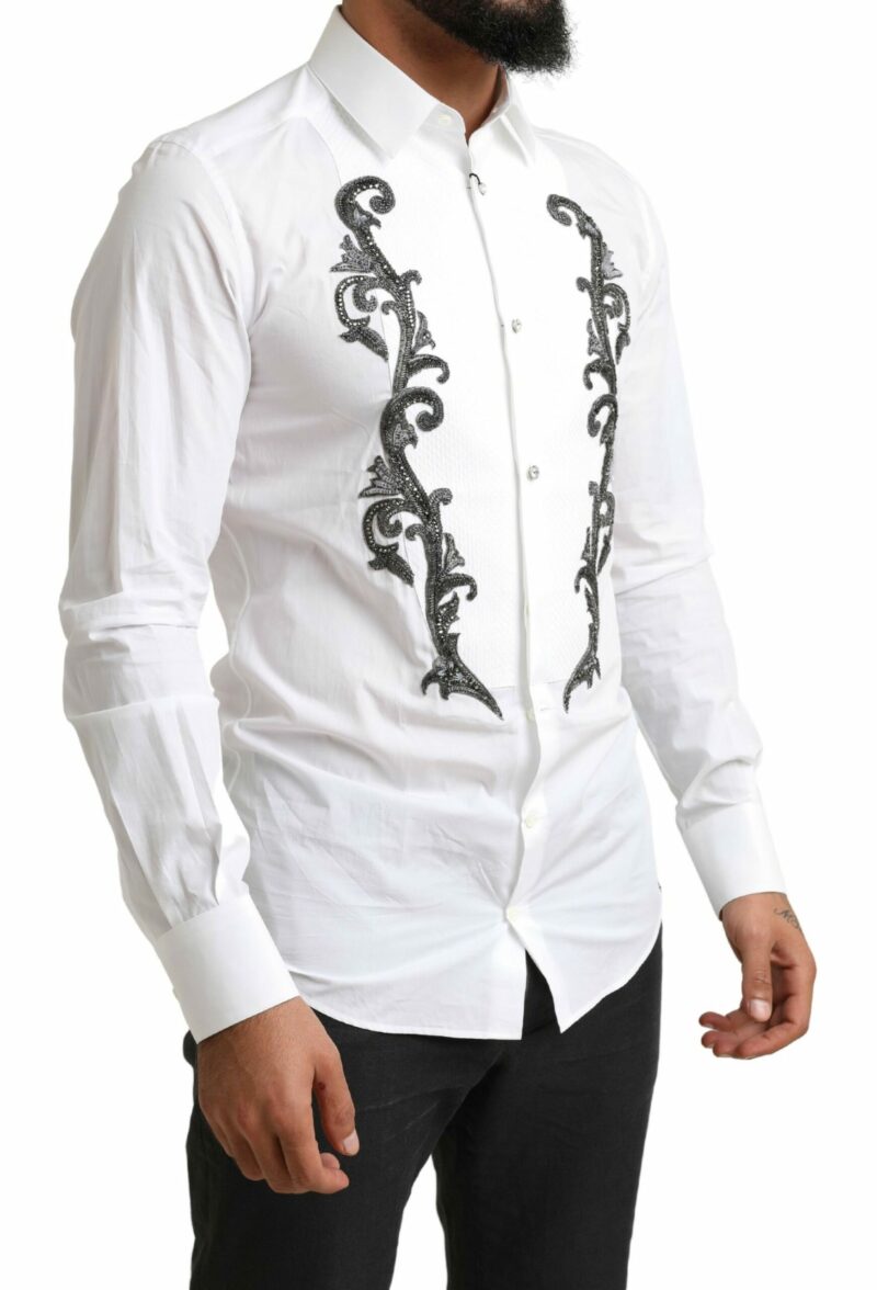 Dolce & Gabbana Italian Designer Slim Fit Tuxedo Shirt - Image 2
