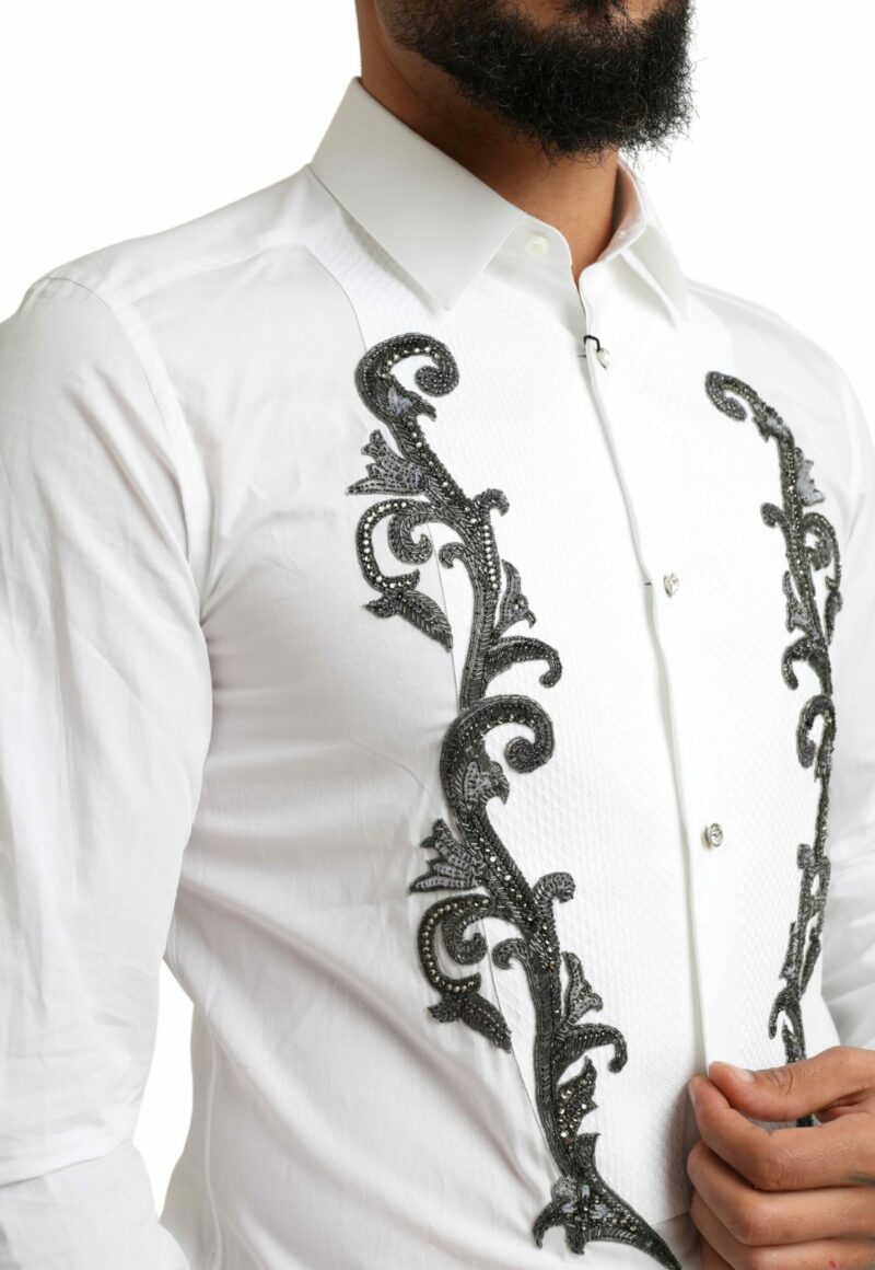 Dolce & Gabbana Italian Designer Slim Fit Tuxedo Shirt - Image 4