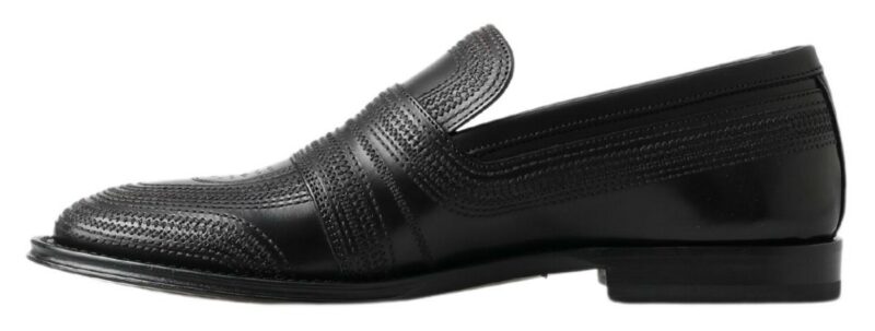 Dolce & Gabbana Elegant Black Leather Slipper Loafers - Image 2