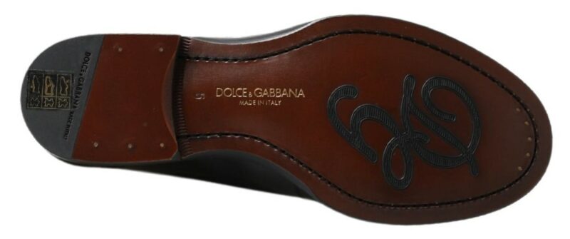 Dolce & Gabbana Elegant Black Leather Slipper Loafers - Image 3
