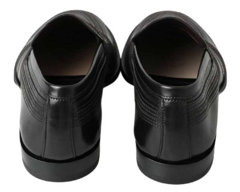 Dolce & Gabbana Elegant Black Leather Slipper Loafers - Image 6