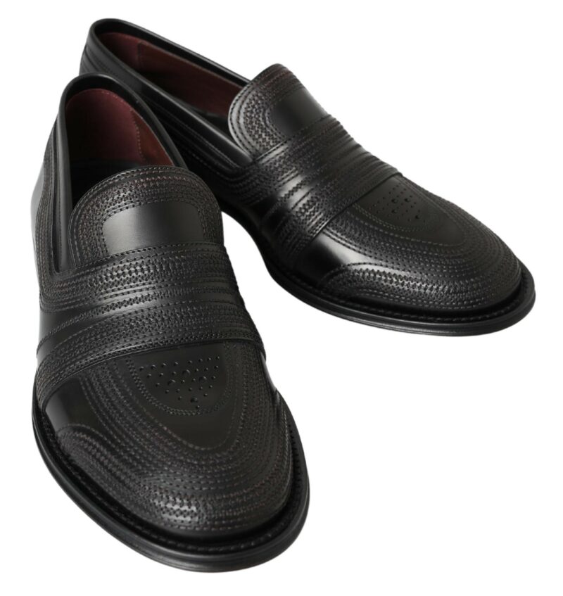 Dolce & Gabbana Elegant Black Leather Slipper Loafers - Image 7
