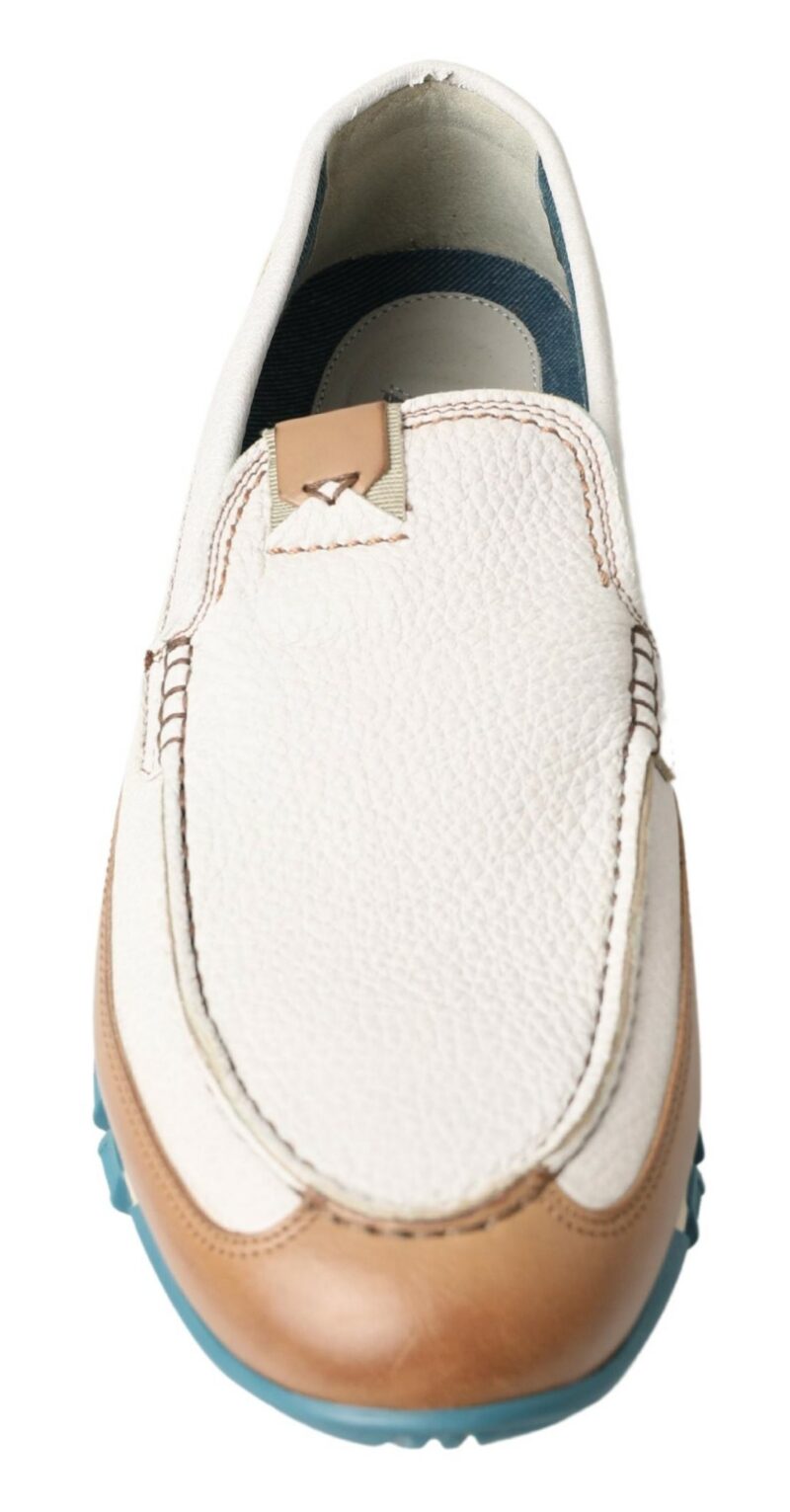 Dolce & Gabbana Elegant White Leather Slipper Loafers - Image 4