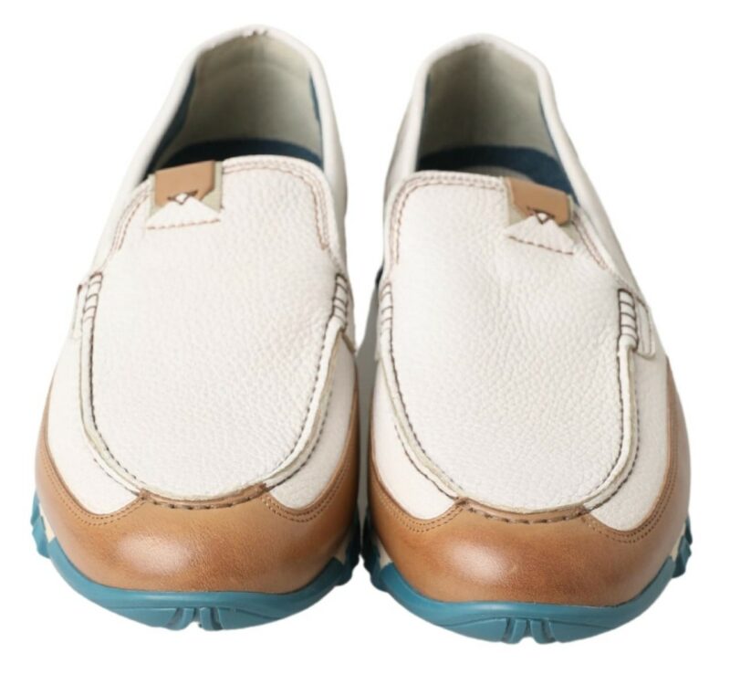 Dolce & Gabbana Elegant White Leather Slipper Loafers - Image 5
