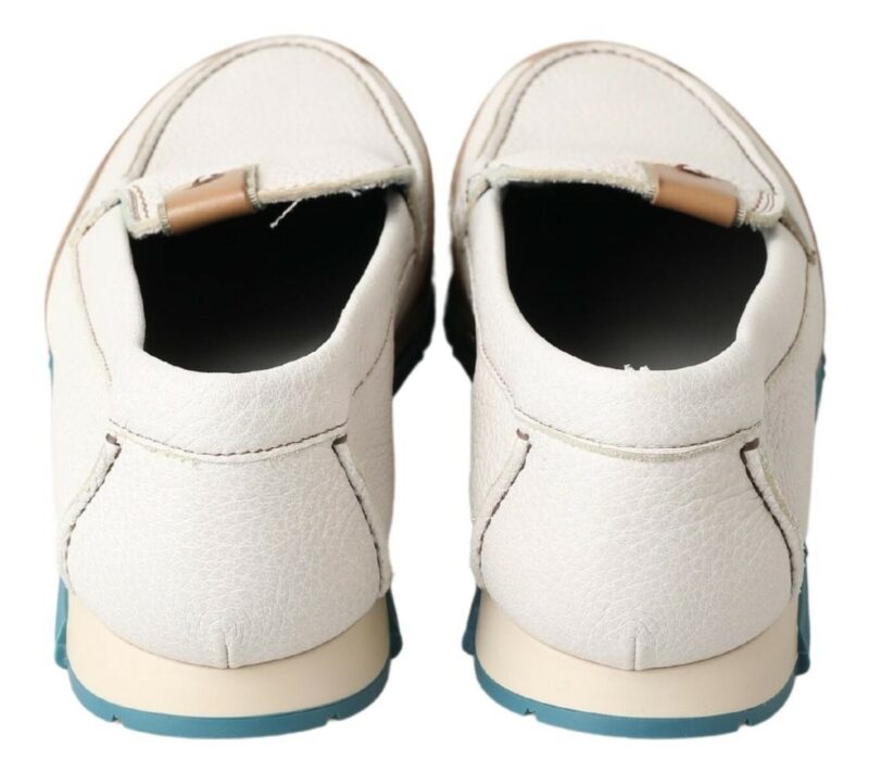 Dolce & Gabbana Elegant White Leather Slipper Loafers - Image 6