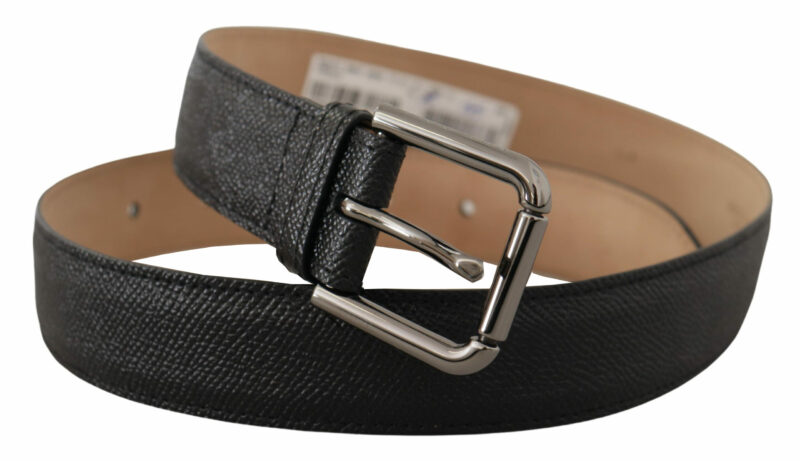 Dolce & Gabbana Elegant Black Leather Belt with Metal Buckle - Image 2