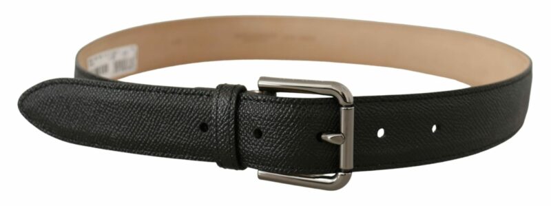 Dolce & Gabbana Elegant Black Leather Belt with Metal Buckle - Image 3