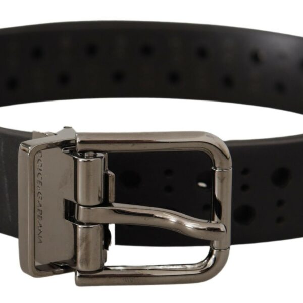 Dolce & Gabbana Elegant Black Leather Belt with Metal Buckle