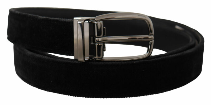 Dolce & Gabbana Elegant Black Velvet Designer Belt - Image 2