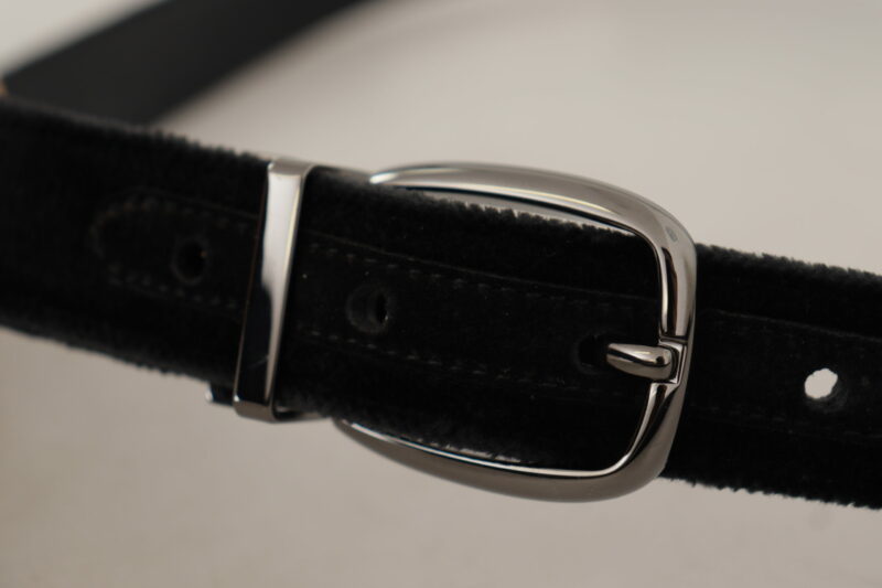 Dolce & Gabbana Elegant Black Velvet Designer Belt - Image 4