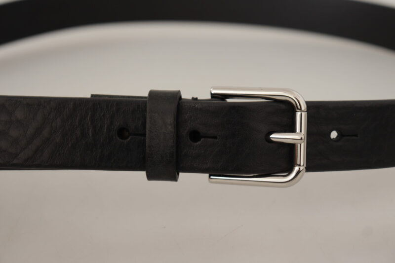Dolce & Gabbana Elegant Black Leather Belt with Metal Buckle - Image 6
