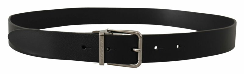 Dolce & Gabbana Elegant Black Leather Belt with Metal Buckle - Image 3