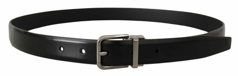 Dolce & Gabbana Elegant Black Leather Belt with Metal Buckle - Image 4