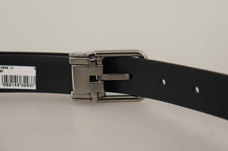 Dolce & Gabbana Elegant Black Leather Belt with Metal Buckle - Image 6
