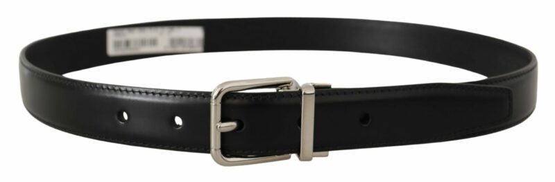Dolce & Gabbana Sleek Black Leather Belt with Metal Buckle - Image 4