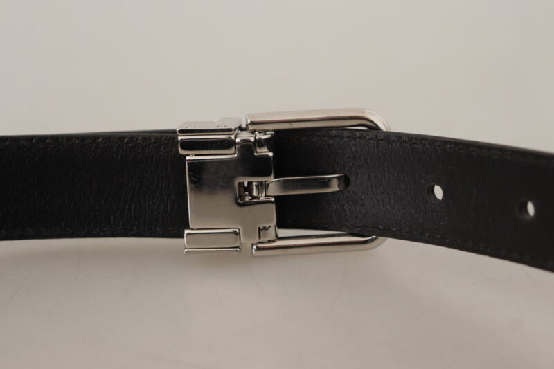 Dolce & Gabbana Sleek Black Leather Belt with Metal Buckle - Image 7
