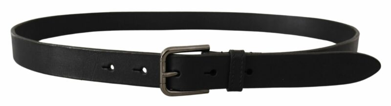 Dolce & Gabbana Elegant Black Leather Belt with Metal Buckle - Image 3