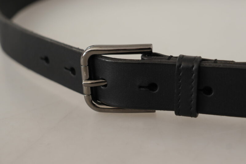 Dolce & Gabbana Elegant Black Leather Belt with Metal Buckle - Image 5