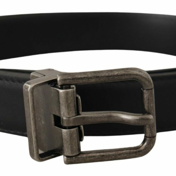Dolce & Gabbana Elegant Black Leather Belt with Metal Buckle