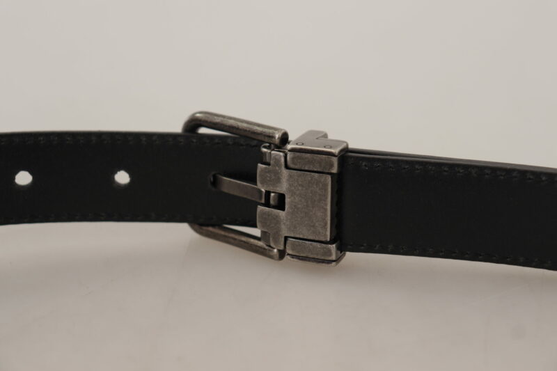 Dolce & Gabbana Elegant Black Leather Belt with Metal Buckle - Image 4