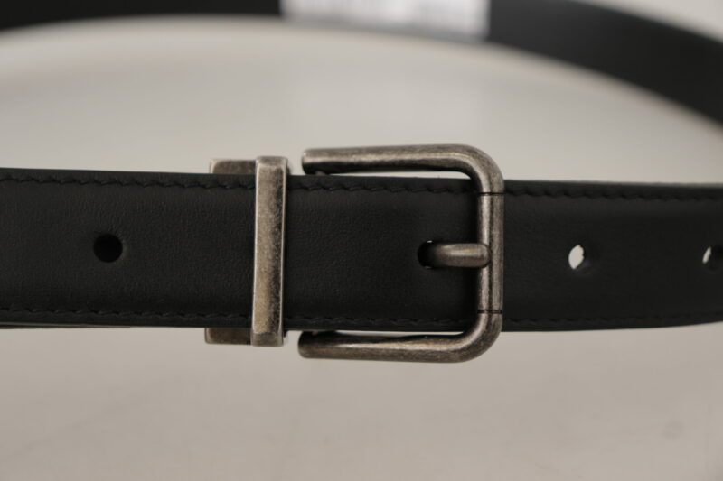Dolce & Gabbana Elegant Black Leather Belt with Metal Buckle - Image 5