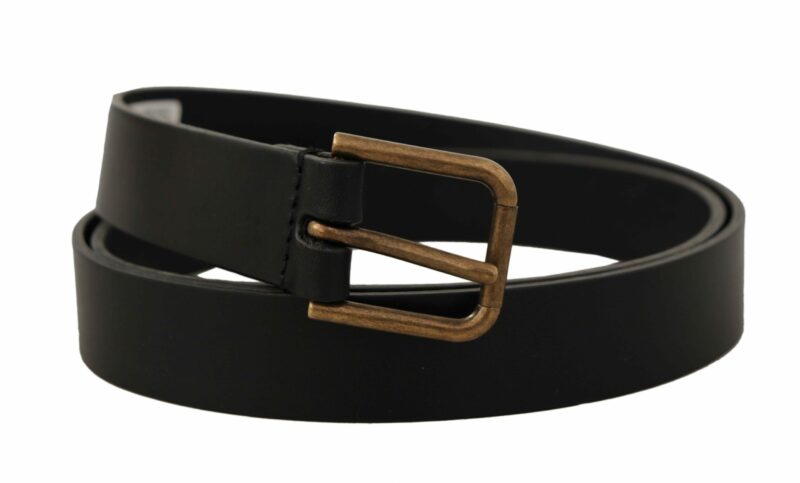 Dolce & Gabbana Elegant Black Leather Belt with Metal Buckle - Image 2