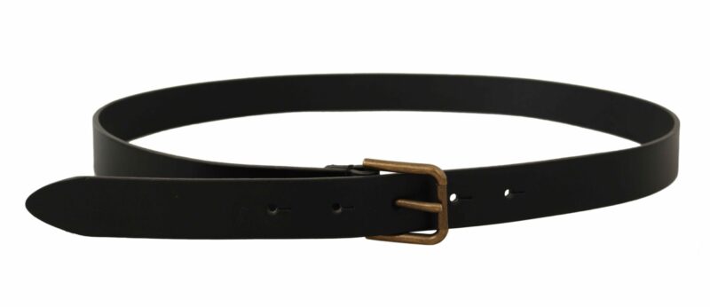 Dolce & Gabbana Elegant Black Leather Belt with Metal Buckle - Image 3