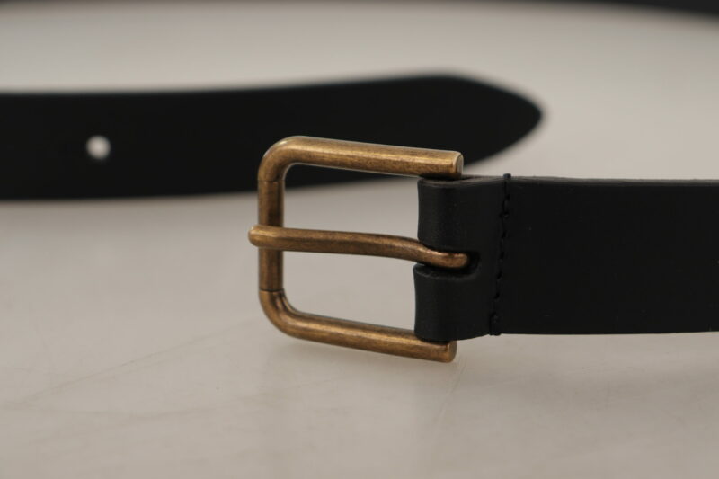 Dolce & Gabbana Elegant Black Leather Belt with Metal Buckle - Image 4