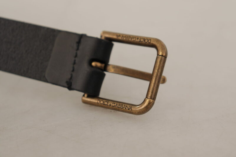 Dolce & Gabbana Elegant Black Leather Belt with Metal Buckle - Image 5