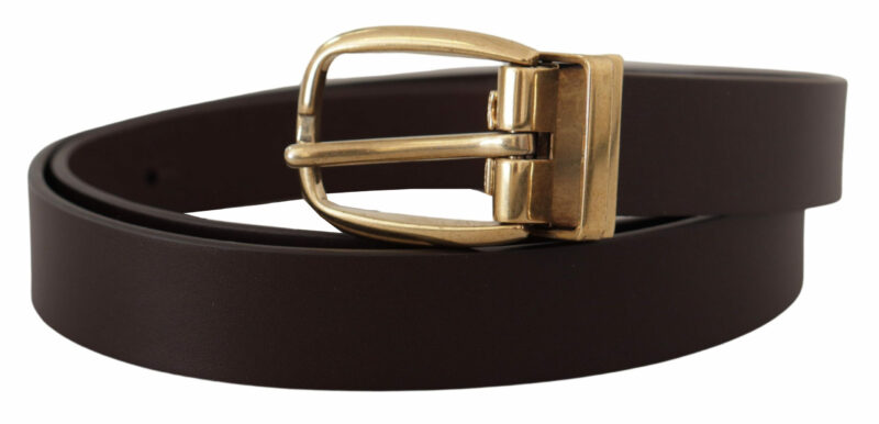 Dolce & Gabbana Elegant Dark Brown Leather Belt - Image 2
