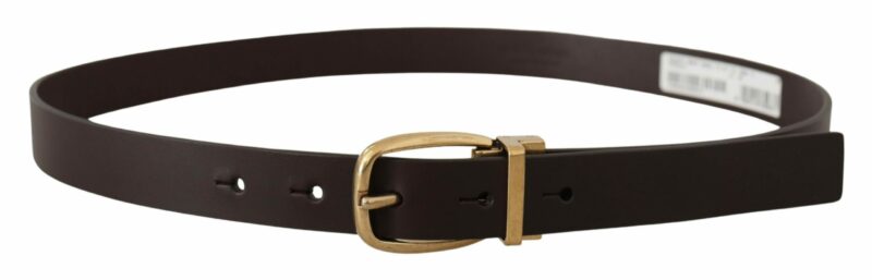 Dolce & Gabbana Elegant Dark Brown Leather Belt - Image 3
