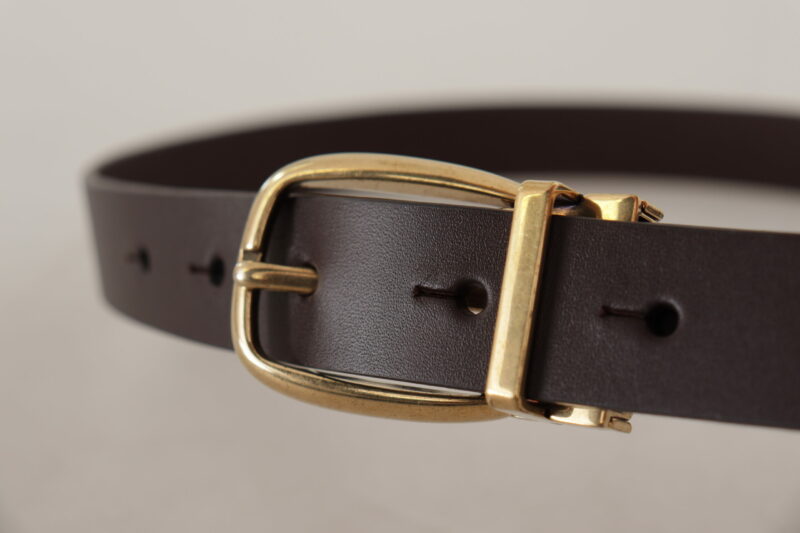 Dolce & Gabbana Elegant Dark Brown Leather Belt - Image 4