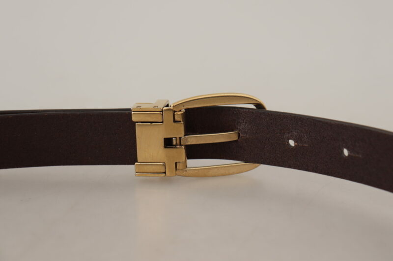 Dolce & Gabbana Elegant Dark Brown Leather Belt - Image 5