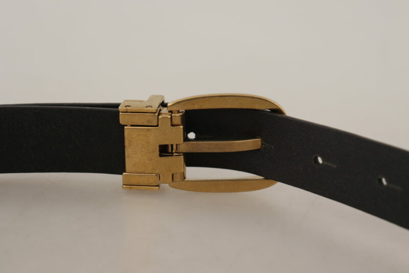 Dolce & Gabbana Elegant Brown Leather Belt with Logo Buckle - Image 4