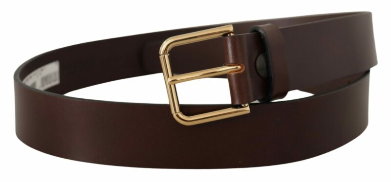 Dolce & Gabbana Elegant Dark Brown Leather Belt - Image 2