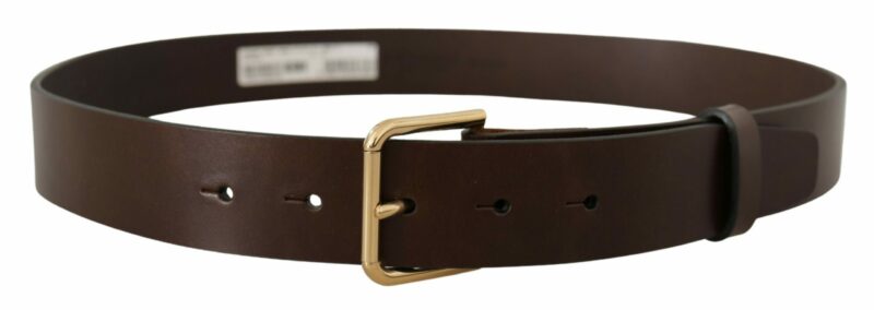 Dolce & Gabbana Elegant Dark Brown Leather Belt - Image 3
