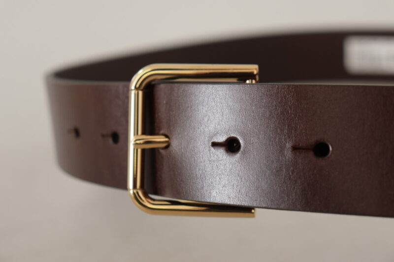 Dolce & Gabbana Elegant Dark Brown Leather Belt - Image 4