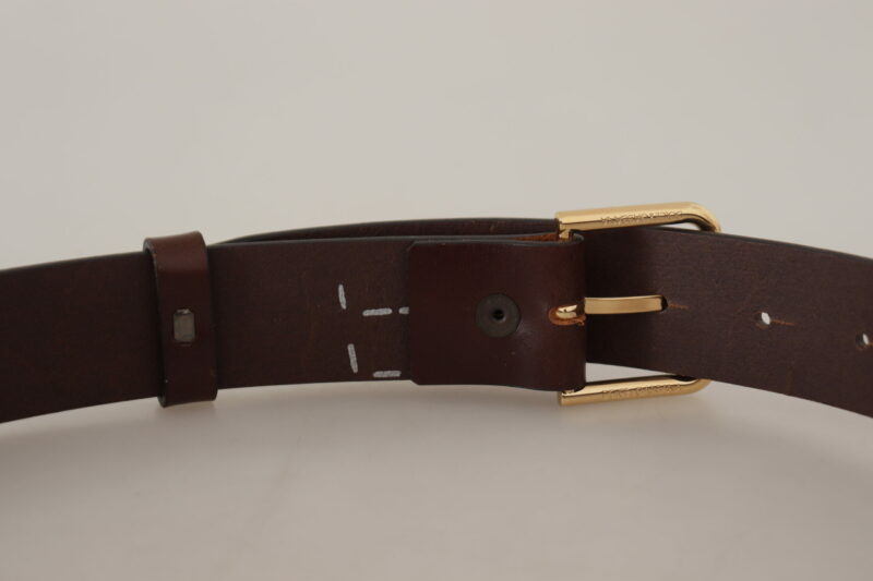 Dolce & Gabbana Elegant Dark Brown Leather Belt - Image 5