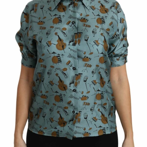 Dolce & Gabbana Elegant Multicolor Silk Blouse with Collar