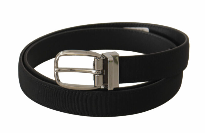 Dolce & Gabbana Elegant Black Canvas & Leather Belt - Image 2