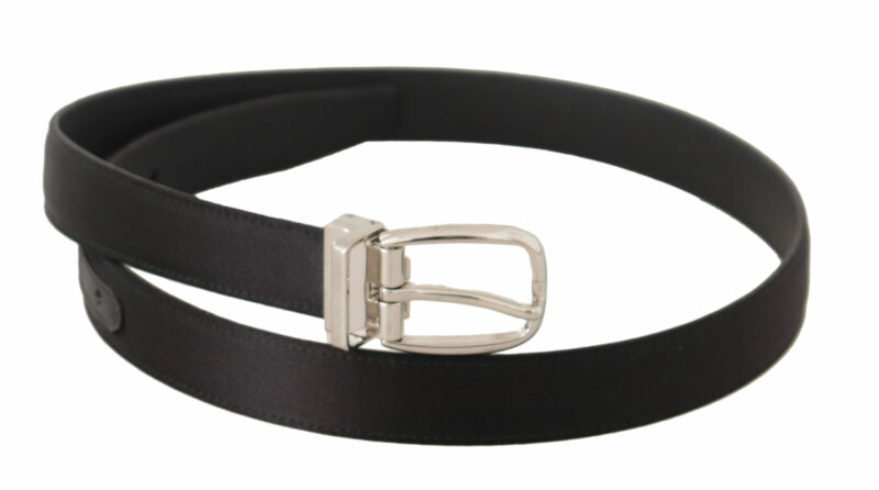 Dolce & Gabbana Elegant Black Leather-Canvas Designer Belt - Image 3