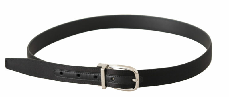 Dolce & Gabbana Elegant Black Leather-Canvas Designer Belt - Image 2
