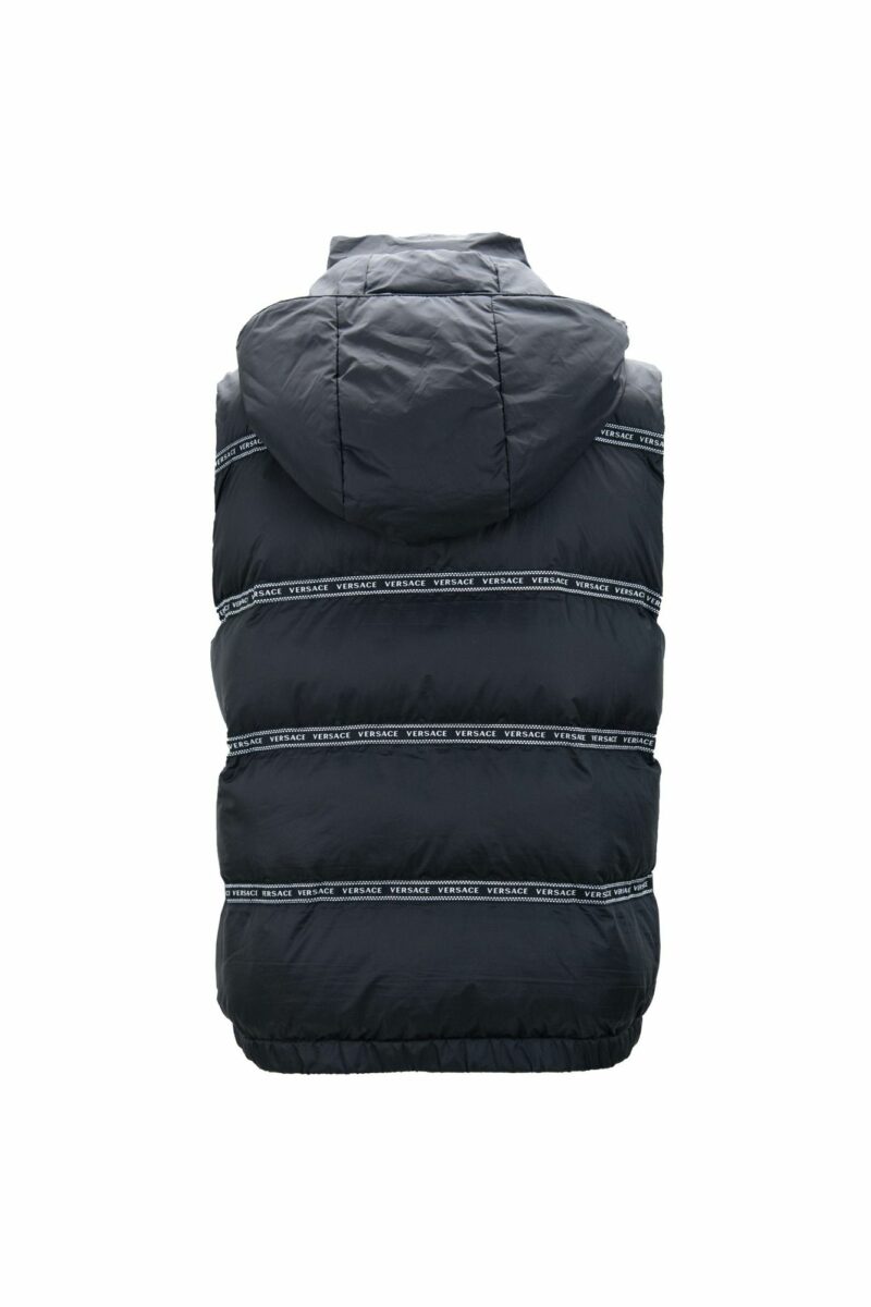 Versace Elegant Black Logo Band Vest with Detachable Hood - Image 2